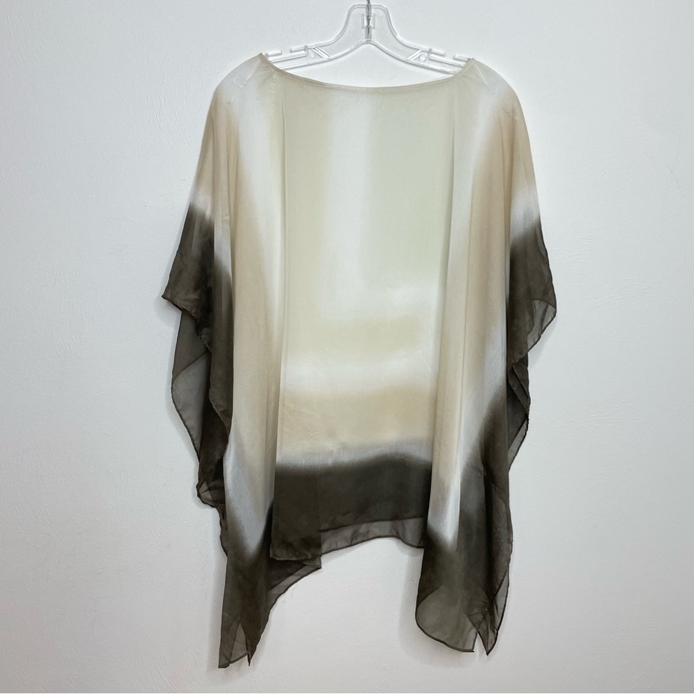Sheer Ethereal Boho Geometric Ombré Poncho Tunic Top Minimalist Contemporary - Picture 5 of 12